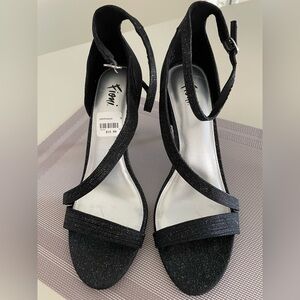 FIONI Black Strap Heels Elegant Sandal